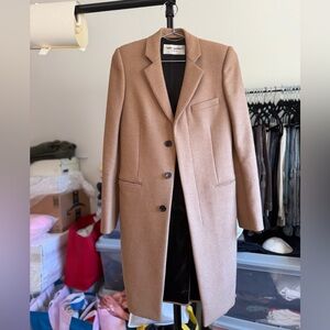 Saint Laurent Camel Single-Breasted Wool Trench Coat